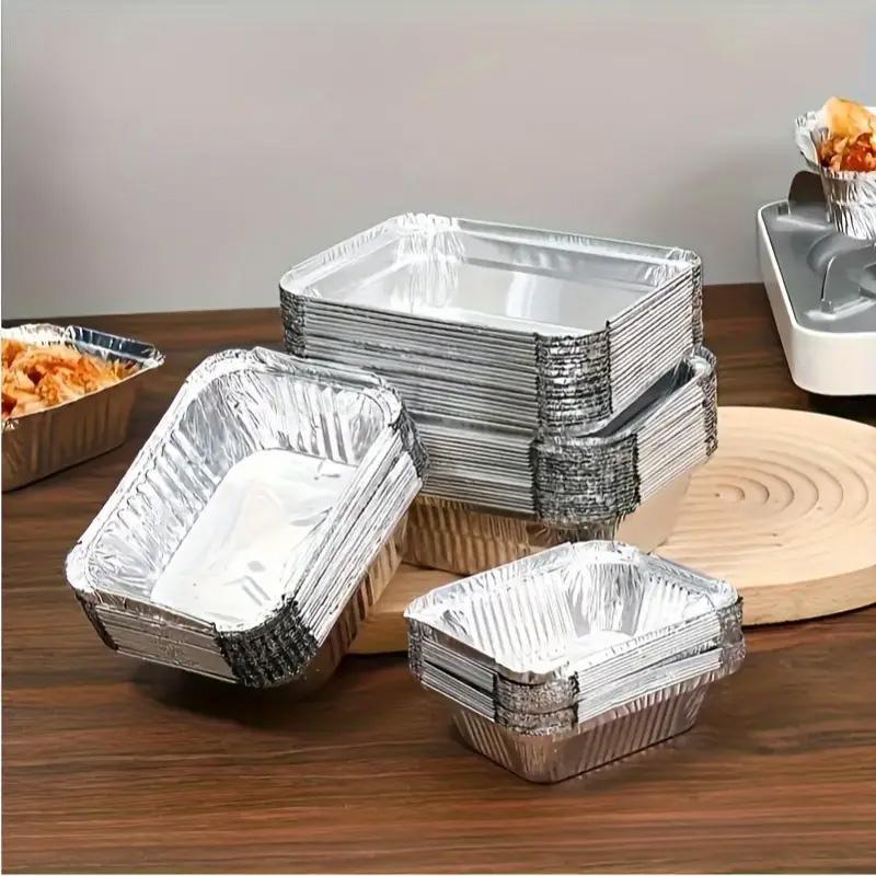 125PCS Disposable Quadrate Tin Foil Pans Oven Grill Safe Non-Stick Baking Trays - 125pcs-850ml 5