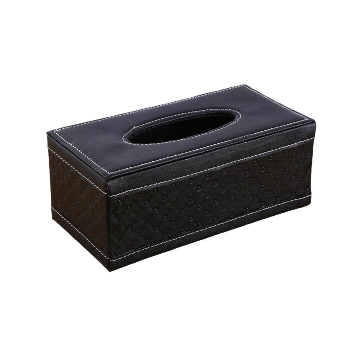 High-End PU Leather Tissue Box Holder for Hotel Home Office Decor Elegant Design - Black Buttons 7