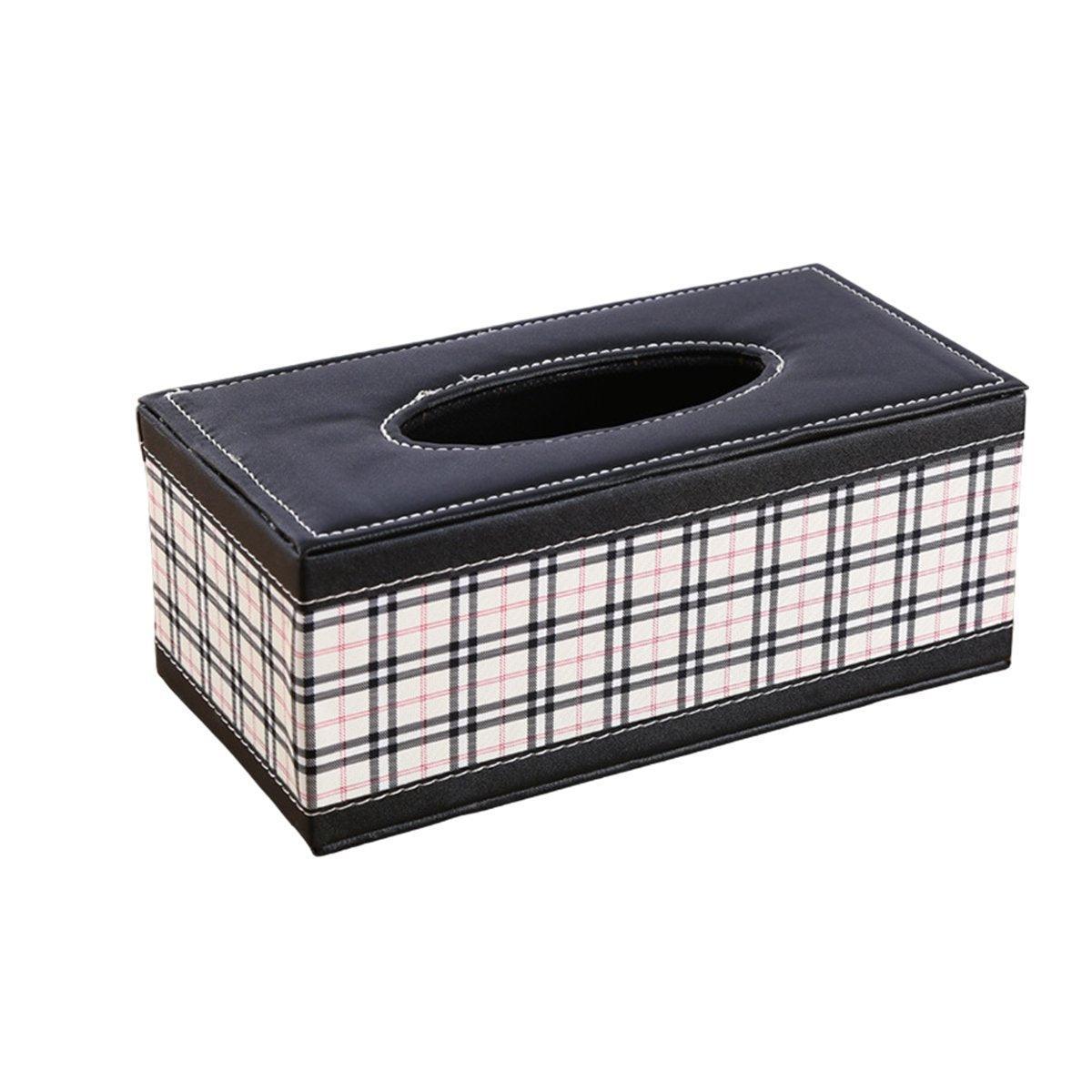 High-End PU Leather Tissue Box Holder for Hotel Home Office Decor Elegant Design - Black Buttons 8