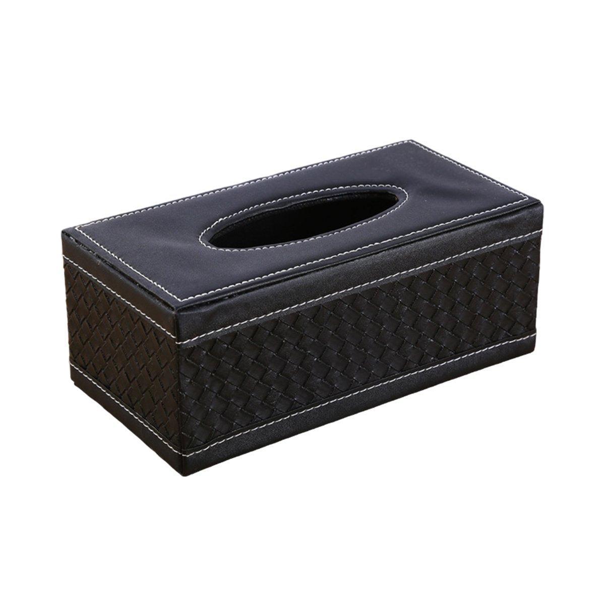 High-End PU Leather Tissue Box Holder for Hotel Home Office Decor Elegant Design - Black Buttons 9