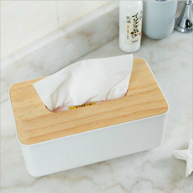 Wooden Lid Tissue Storage Box Dispenser for Napkins Desk Paper Holder Organiser - Blue 3