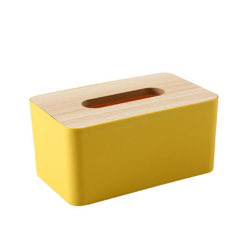 Wooden Lid Tissue Storage Box Dispenser for Napkins Desk Paper Holder Organiser - Blue 8