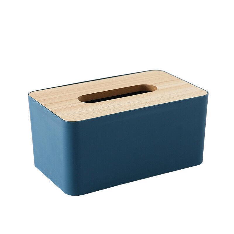 Wooden Lid Tissue Storage Box Dispenser for Napkins Desk Paper Holder Organiser - Yellow 7