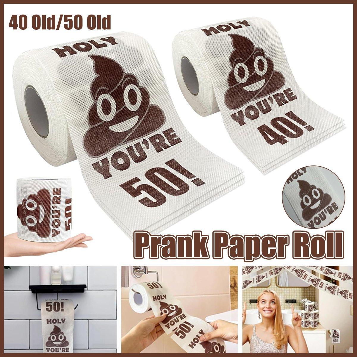 Prank Gag Printed Poop Funny Toilet Paper Roll Novelty Gag Gift for Pranks - 50old