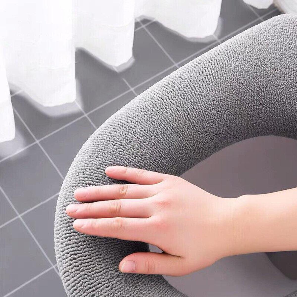 Soft Toilet Seat Bathroom Washable Warmer Cushion Mat Cover Pad Hook New Lid  Au - Blue 3