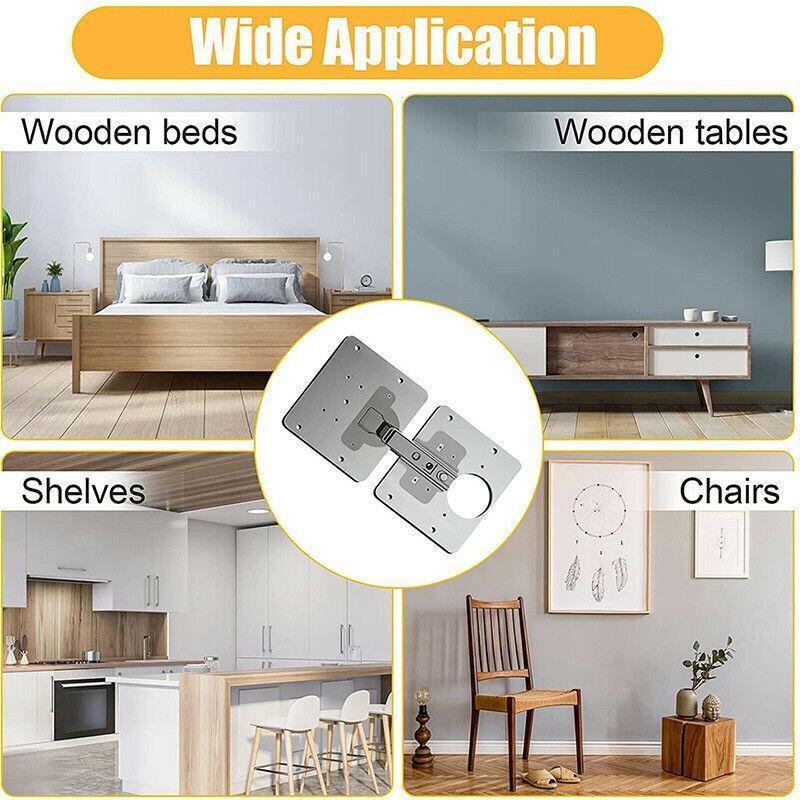 Hinge Repair Plate Rust Resistant Steel Furniture Cupboard Repair Mount Tool - 1SET 5