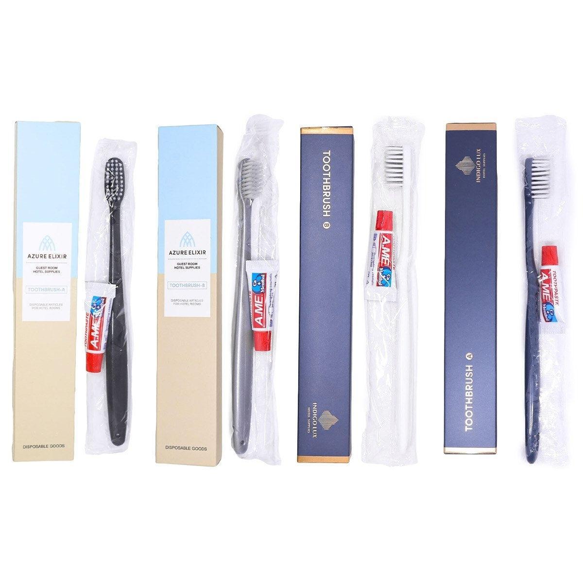 Star Hotel Toiletries Toothbrush and Toothpaste Set for Guesthouse Travel Use - D