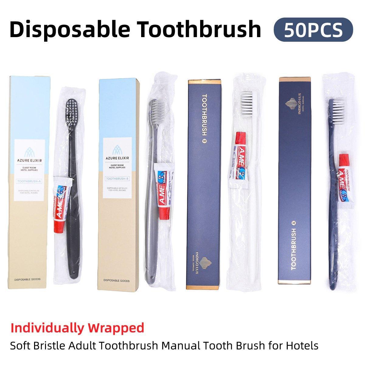 Star Hotel Toiletries Toothbrush and Toothpaste Set for Guesthouse Travel Use - C
