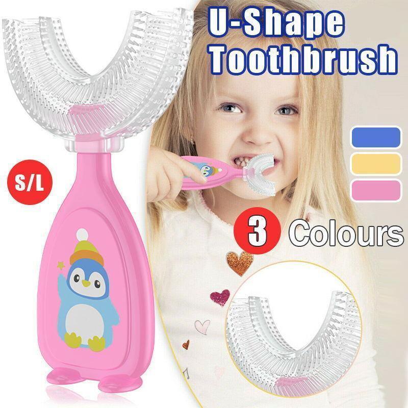 U-Shaped Silicone Toothbrush 360 Degree Design for Gentle Oral Care L Size - Blue