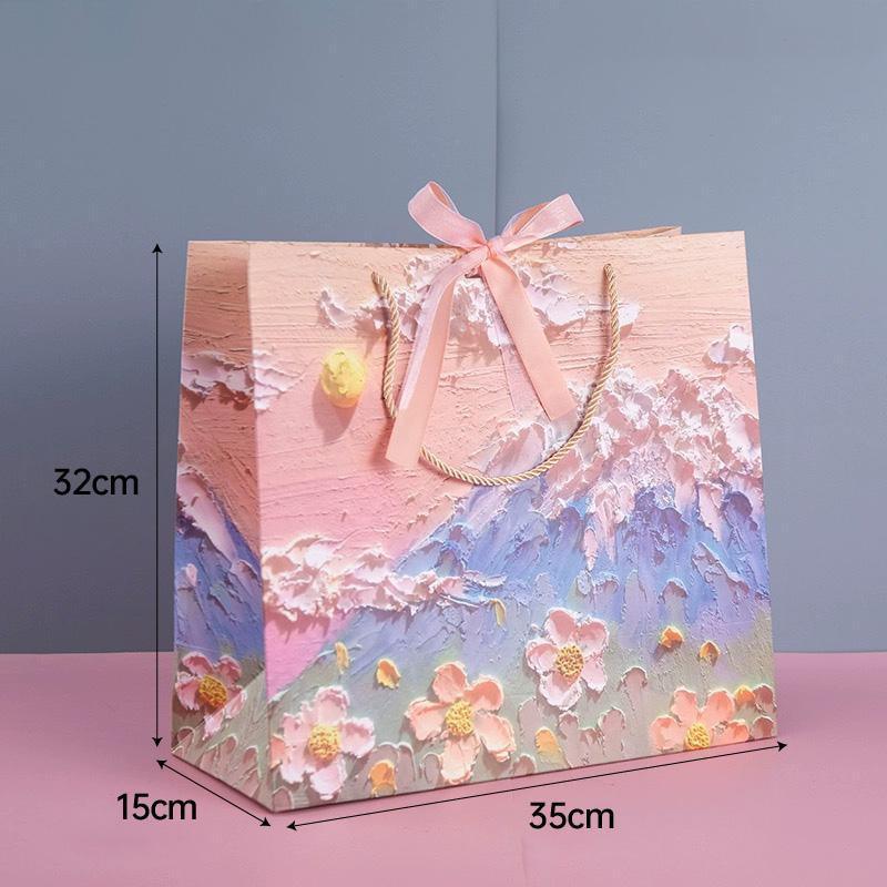 10pcs Oil Painting Gift Paper Bags for Birthday and Holiday Gift Packaging Tote - M 5