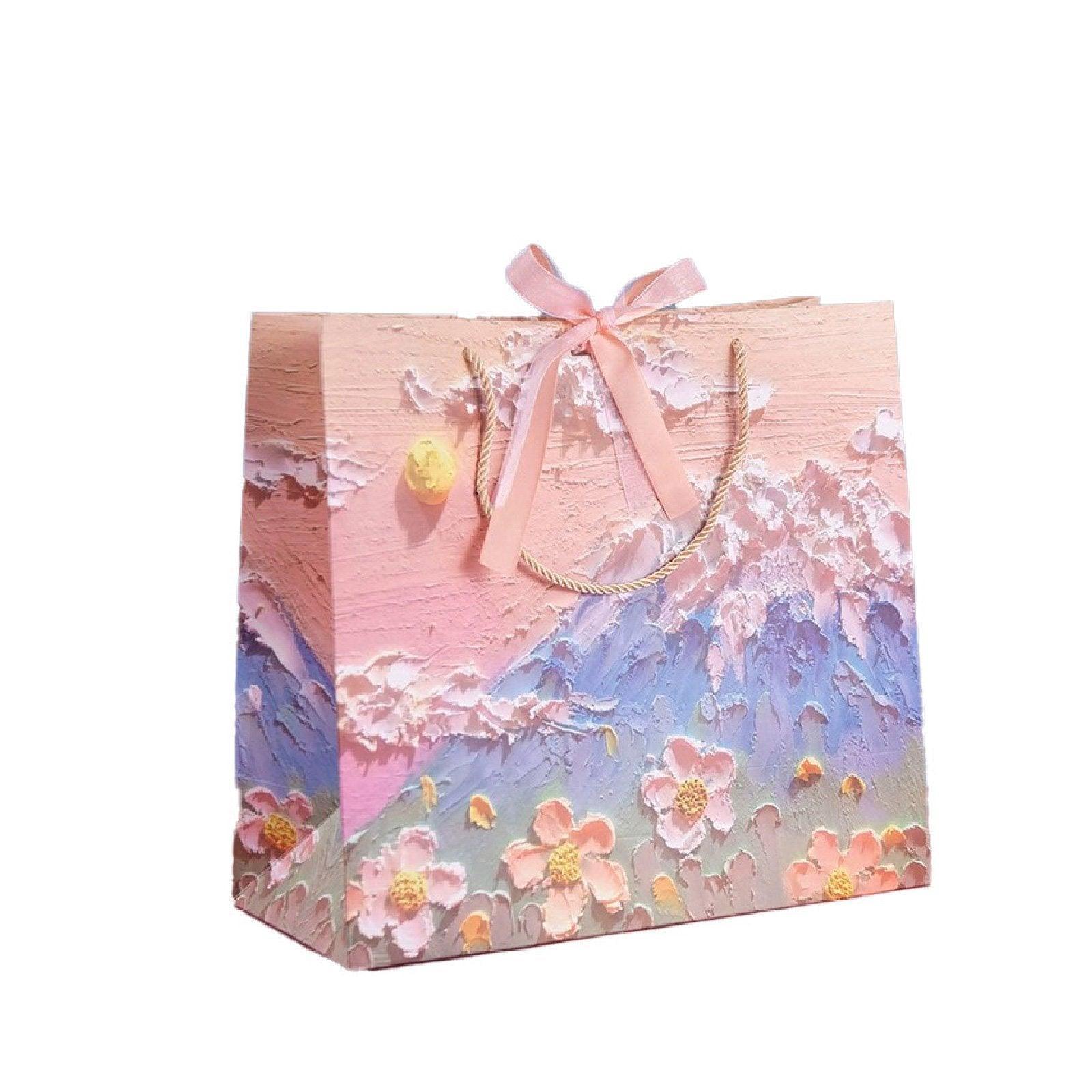10pcs Oil Painting Gift Paper Bags for Birthday and Holiday Gift Packaging Tote - M 7