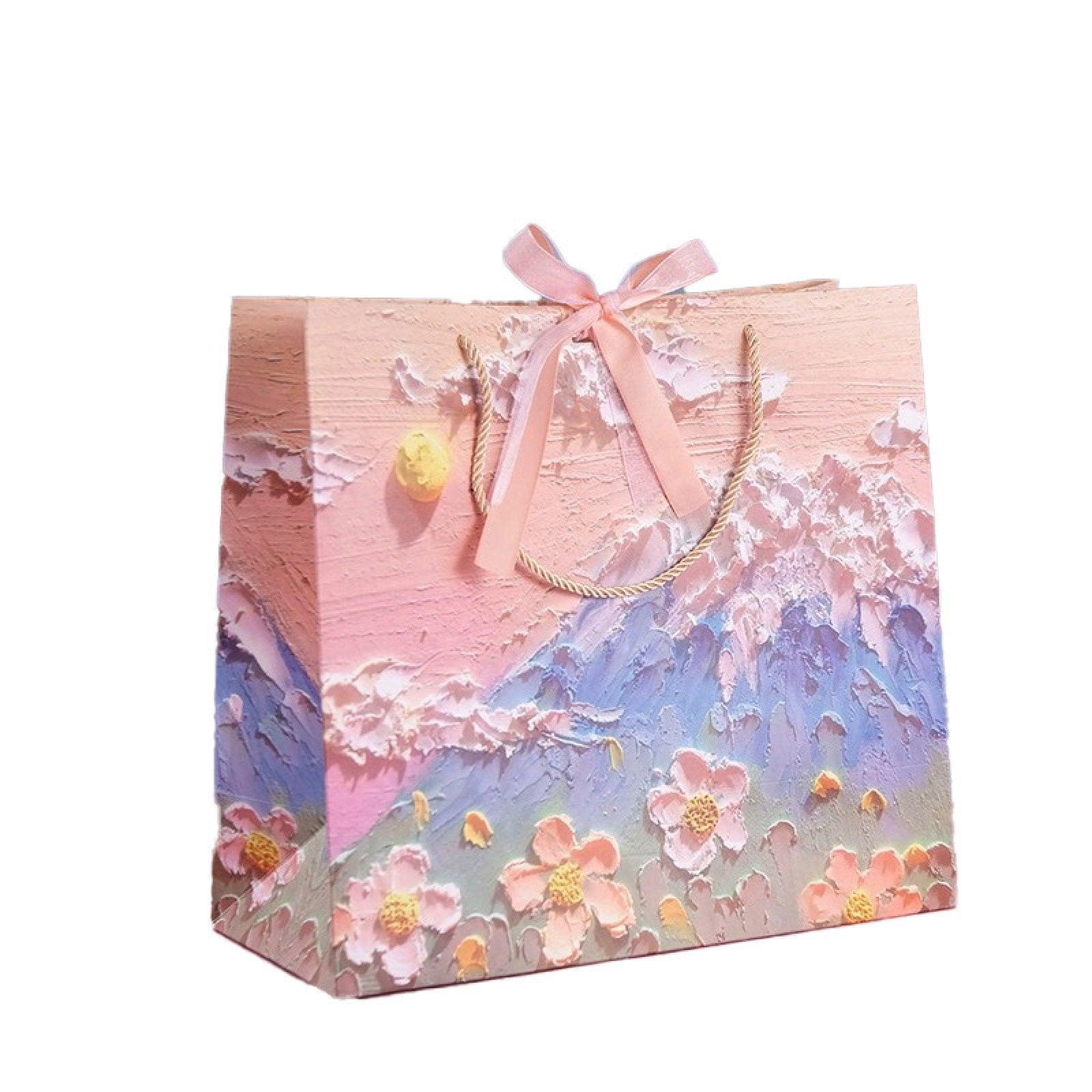 10pcs Oil Painting Gift Paper Bags for Birthday and Holiday Gift Packaging Tote - M 8