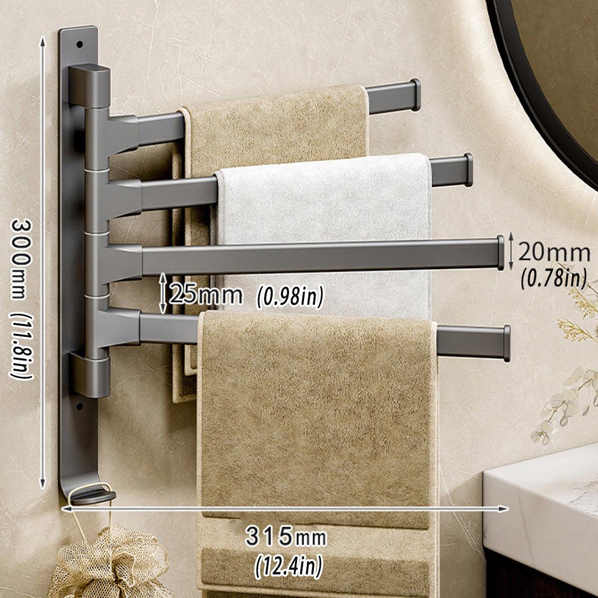 Rotating Towel Rack Wall Mounted Bathroom Shelf Multi Rod Swivel Towel Holder 3