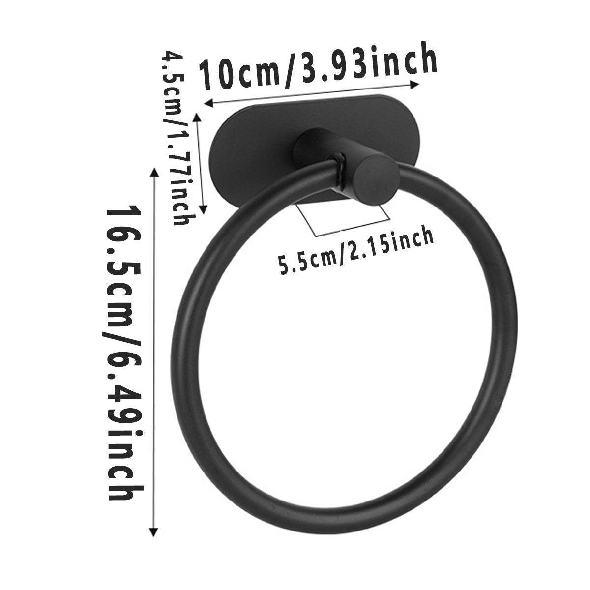 2PCS Black Nonperforated Stainless Steel Bathroom Toilet Hanging Oval Towel Ring 3