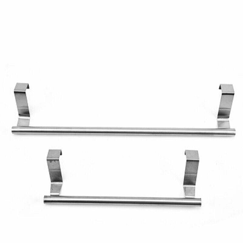 Stainless Steel Over Door Towel Rack Cupboard Hanging Rail for Kitchen Bathroom - 23.7CM