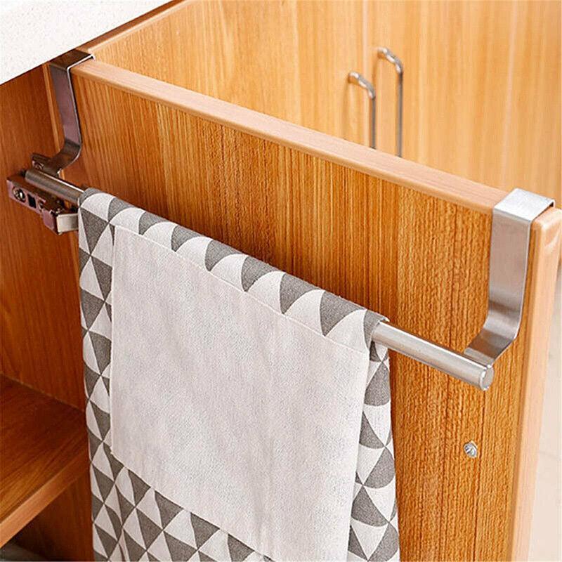 Stainless Steel Over Door Towel Rack Cupboard Hanging Rail for Kitchen Bathroom - 36CM 5