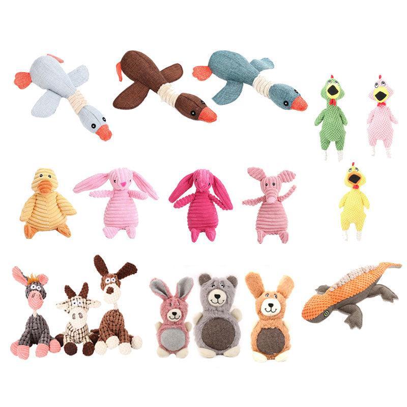 Squeaky Dog Toy Plush Chew Rope Pet Puppy Toys with Squeaker Crinkle for Teething - Yellow Chicken