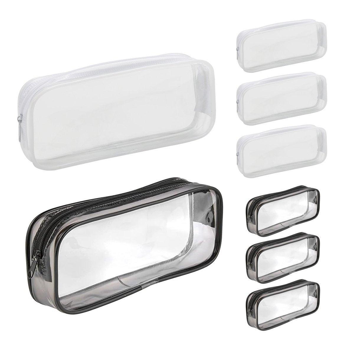 8PCS Waterproof Transparent Zipper Pencil Case Cosmetic Stationery Organizer Bag