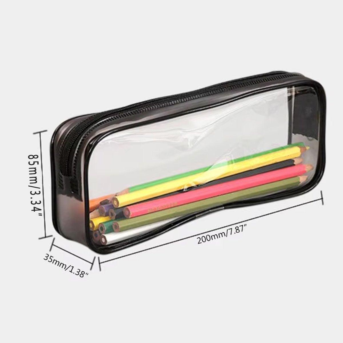8PCS Waterproof Transparent Zipper Pencil Case Cosmetic Stationery Organizer Bag 3
