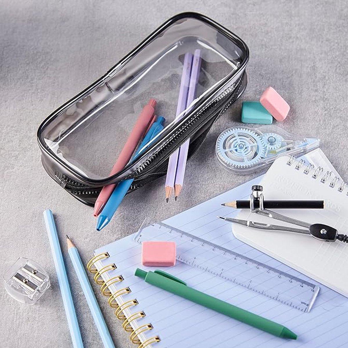 8PCS Waterproof Transparent Zipper Pencil Case Cosmetic Stationery Organizer Bag 4