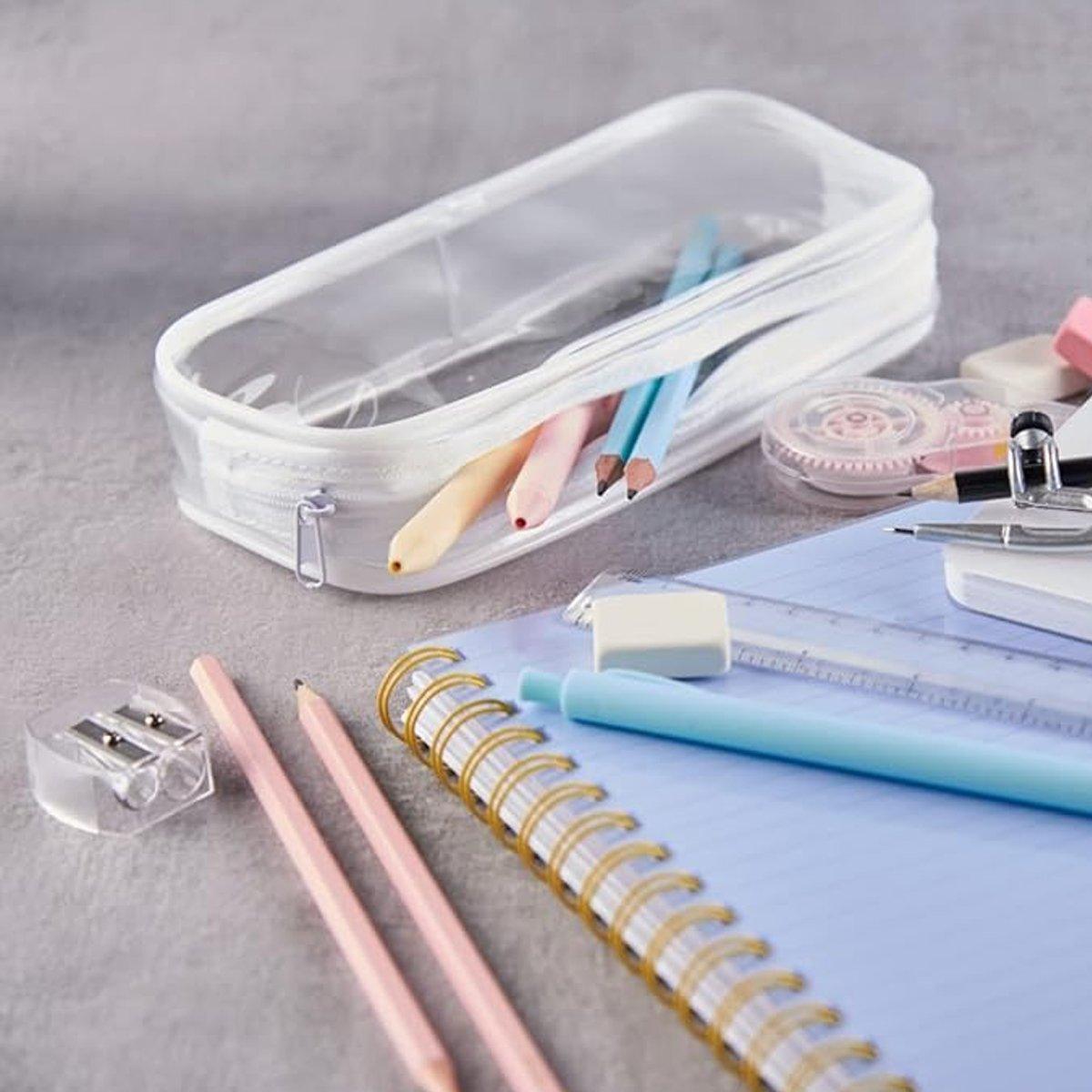 8PCS Waterproof Transparent Zipper Pencil Case Cosmetic Stationery Organizer Bag 5