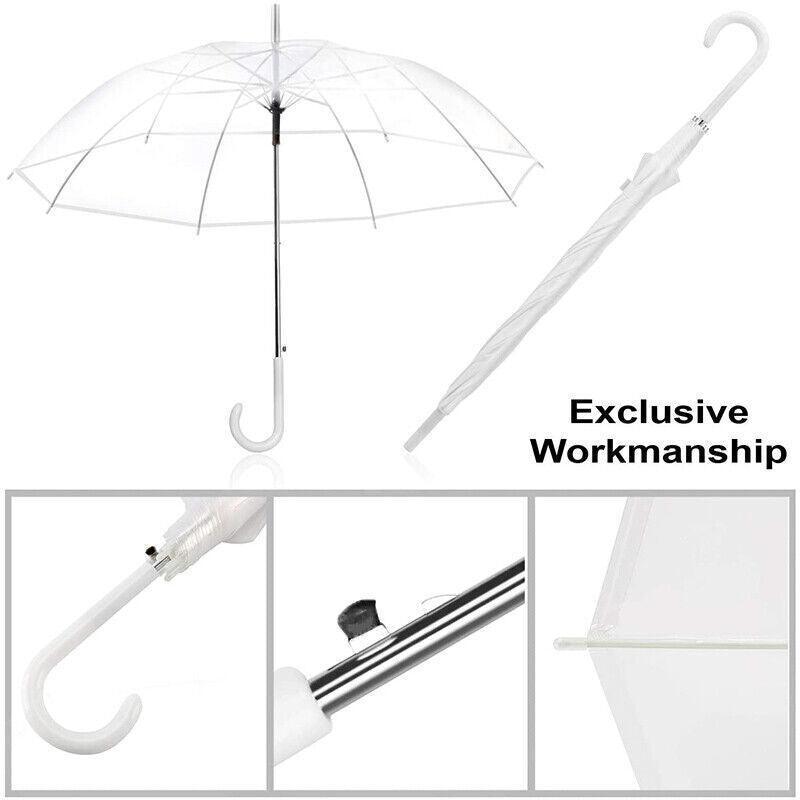 Clear Transparent Umbrella Long Handle Auto Open PVC Rain Parasol 71cm 4