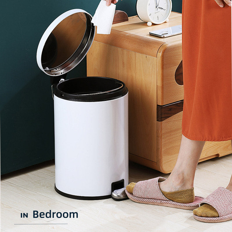 Trash Can Double Layer Foot Pedal Design with Lid Household Bin Kitchen Bathroom - Black 5
