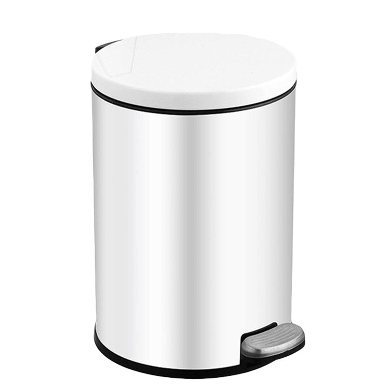 Trash Can Double Layer Foot Pedal Design with Lid Household Bin Kitchen Bathroom - White 7