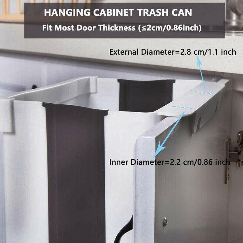 9L Hanging  Bin Wall Mounted Folding Waste Bin Kitchen Dining Cabinet Trash Can - Khaki 3