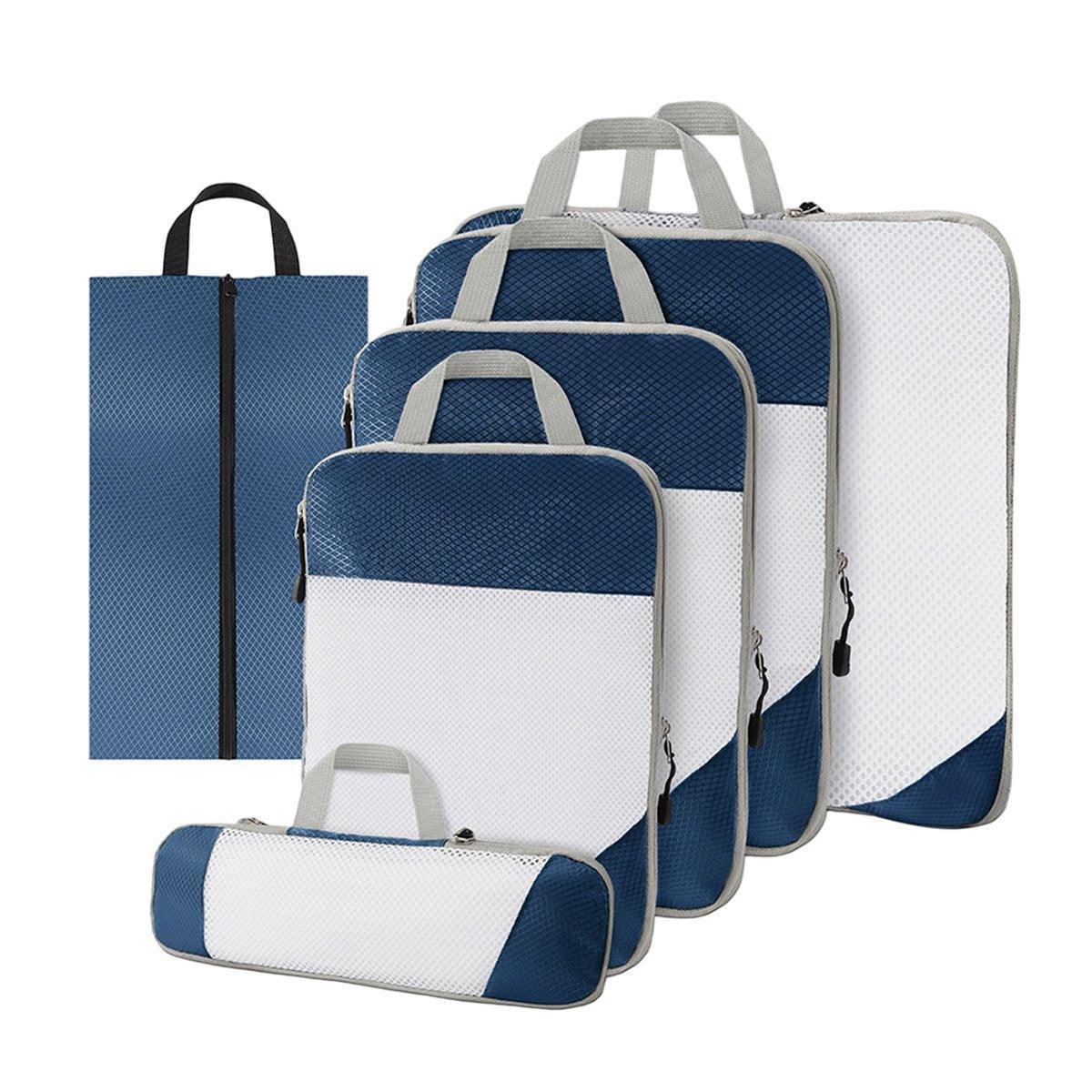 6pcs Mesh Visible Travel Storage Set Waterproof Nylon Compressible Storage Bags - Blue 10