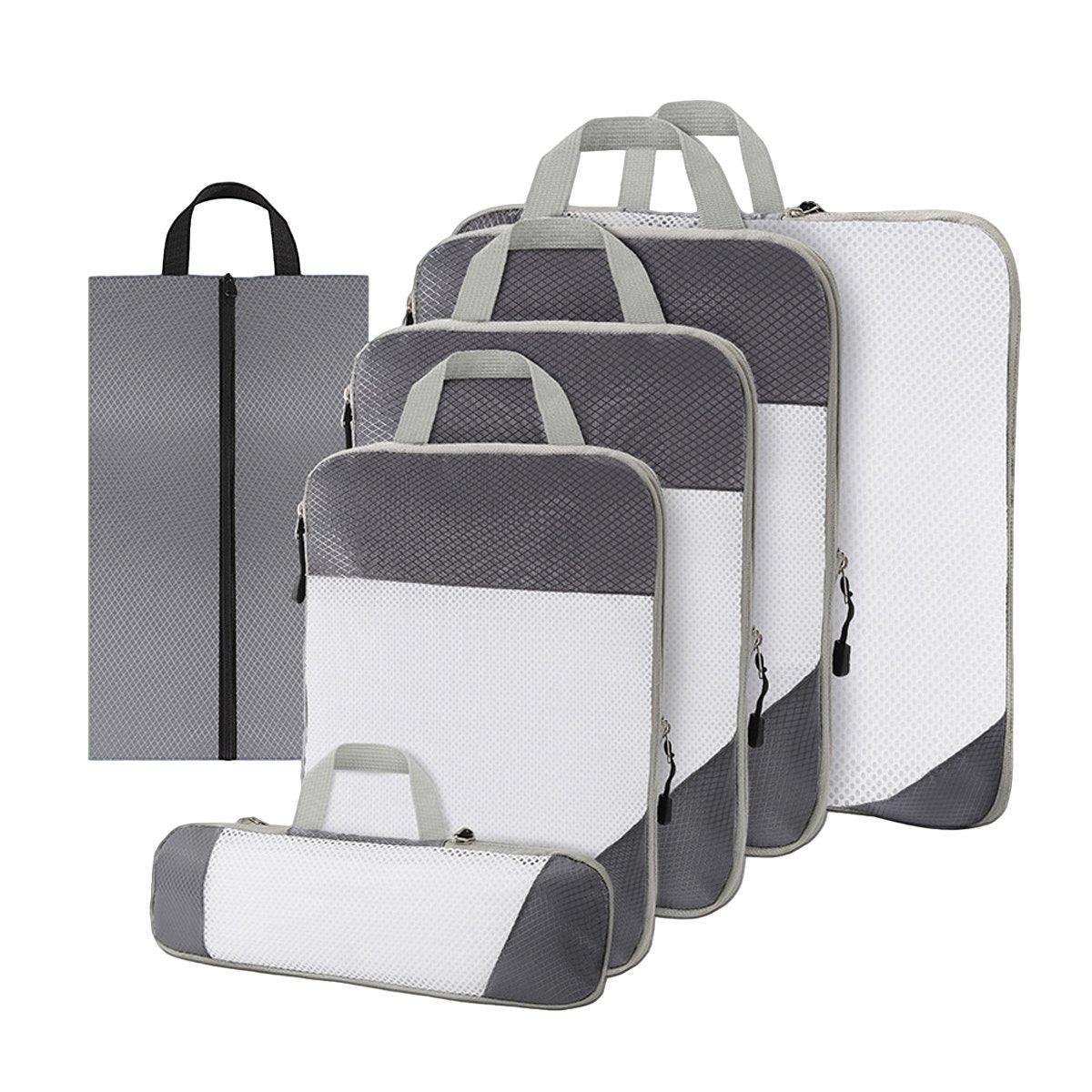 6pcs Mesh Visible Travel Storage Set Waterproof Nylon Compressible Storage Bags - Navy Blue 6