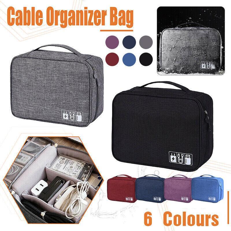 Cable Organizer Bag Charger Usb Electronic Accessories Storage Travel Case Au - Sky Blue