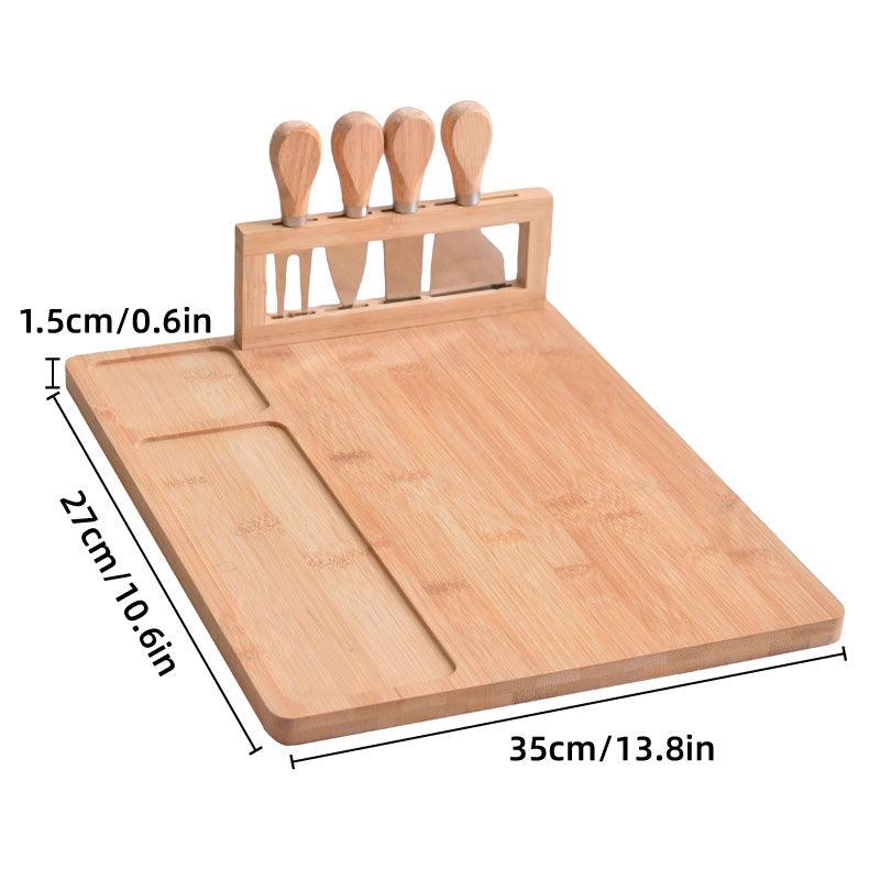 Bamboo Chopping Board Cheese Board Set with Knife Kitchen Charcuterie Serving 3