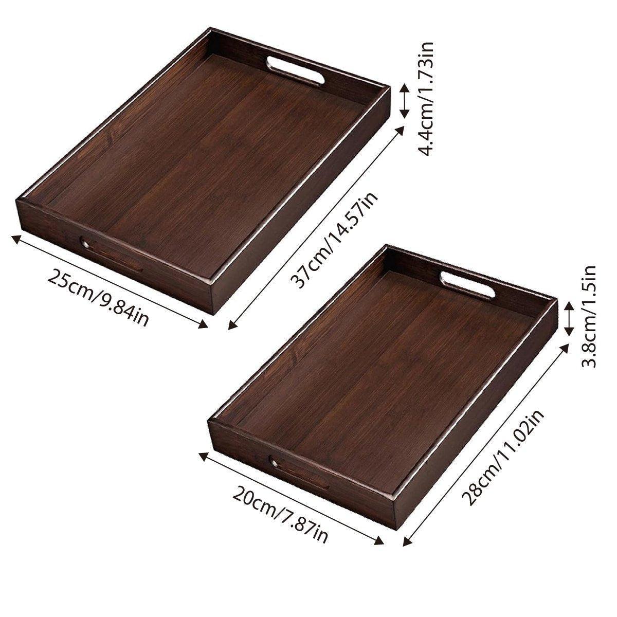 Bamboo Tea Tray Rectangular Tea Table Walnut Colour Fruit Bread Serving Plate - 28-20cm 3