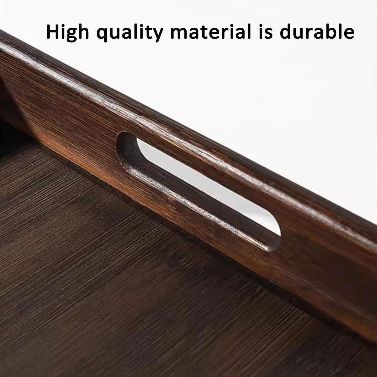Bamboo Tea Tray Rectangular Tea Table Walnut Colour Fruit Bread Serving Plate - 28-20cm 5
