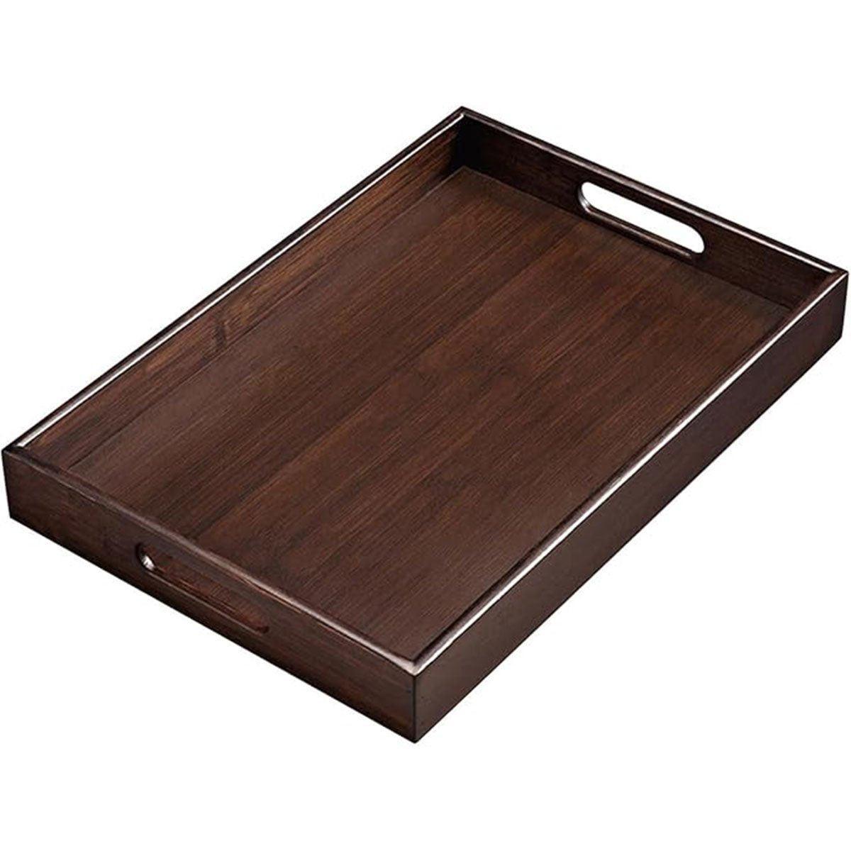 Bamboo Tea Tray Rectangular Tea Table Walnut Colour Fruit Bread Serving Plate - 28-20cm 6