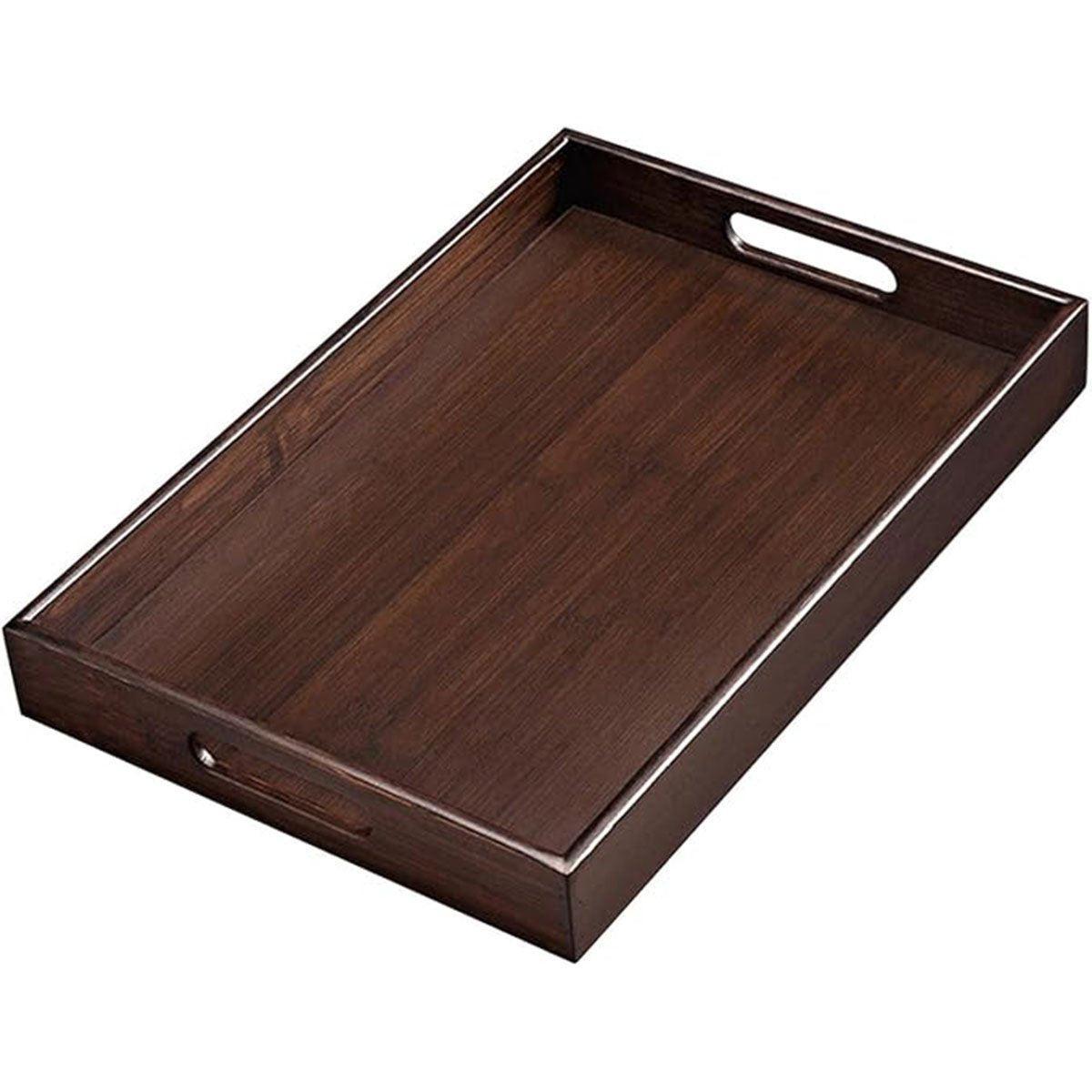 Bamboo Tea Tray Rectangular Tea Table Walnut Colour Fruit Bread Serving Plate - 28-20cm 7