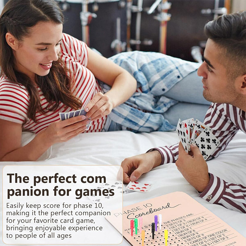 Phase 10 Score Board Wooden Phase 10 Scorecard Reusable for Family Game Tabletop 5