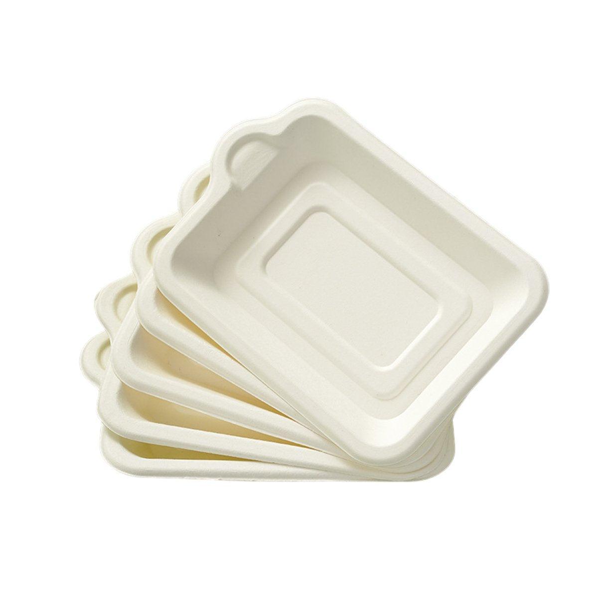100PCS Degradable Paper Plates Thickened White Rectangular Cake Paper Plate - Square 7
