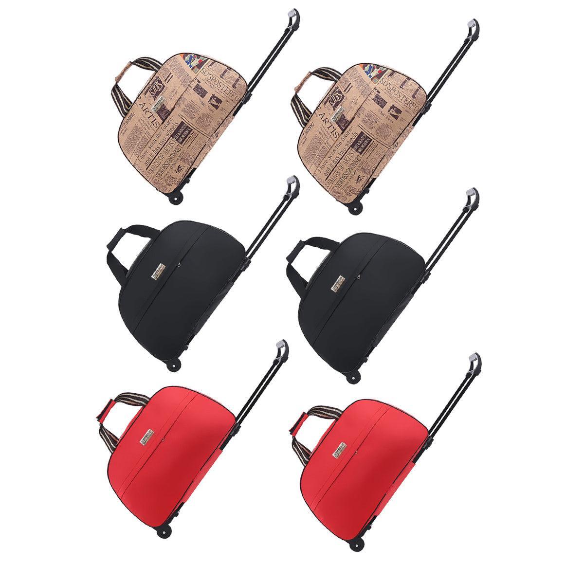 Wheeled Travel Duffle Trolley Bag Carry On Rolling Luggage Suitcase Tote Durable - Brown-20in