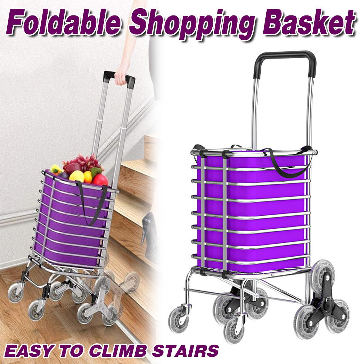 Folding Vegetable Basket Trolley Small Trailer Grocery Shopping Pulling Cart