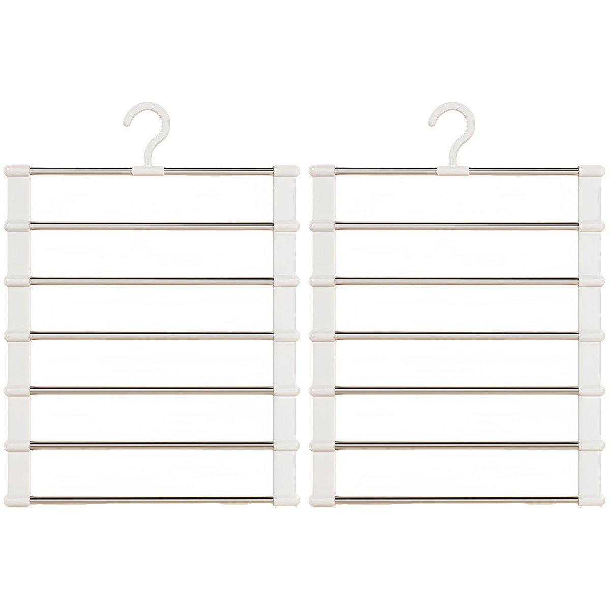 2pcs Multifunctional Folding Trouser Rack Multi Layer Storage Hanging Clothes