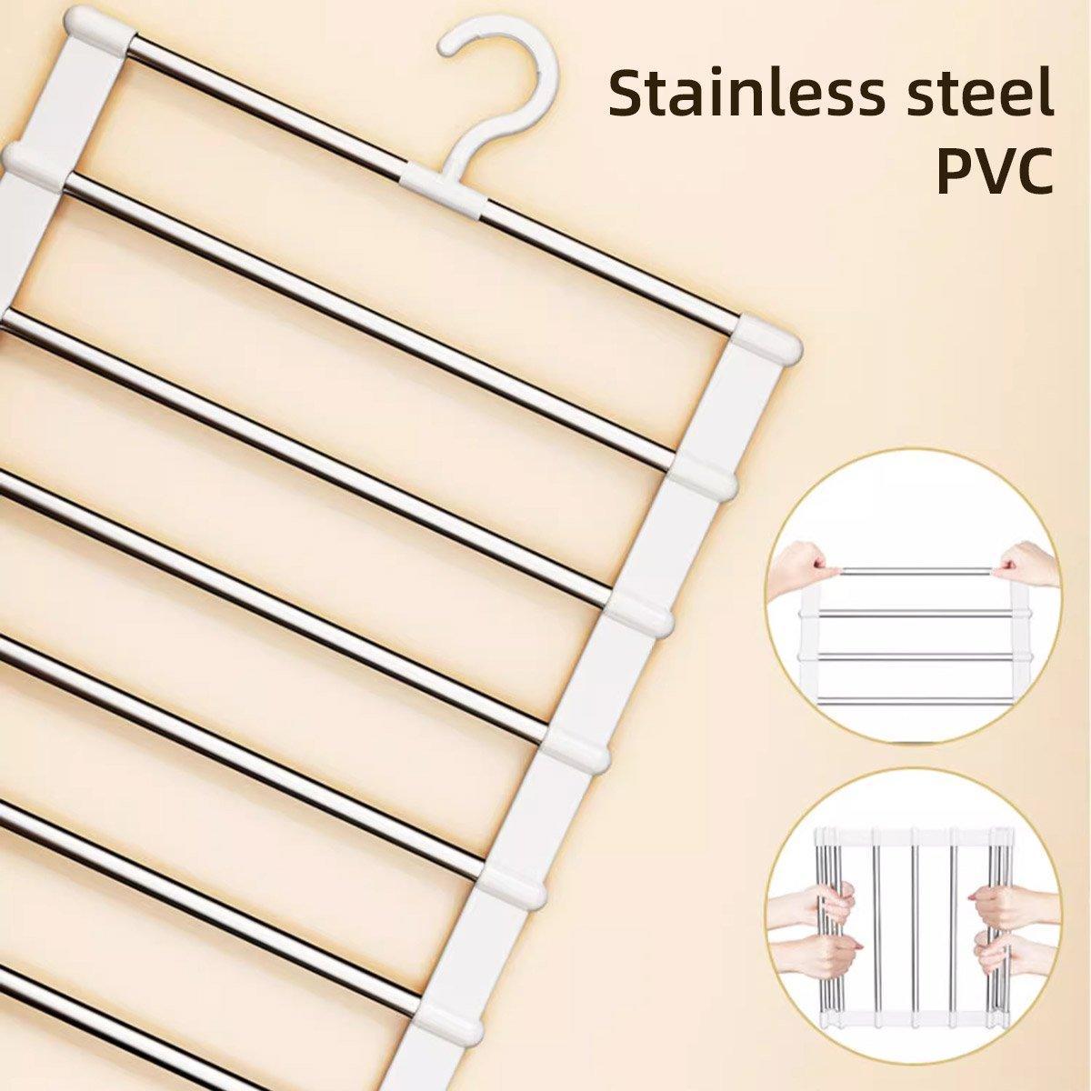 2pcs Multifunctional Folding Trouser Rack Multi Layer Storage Hanging Clothes 5