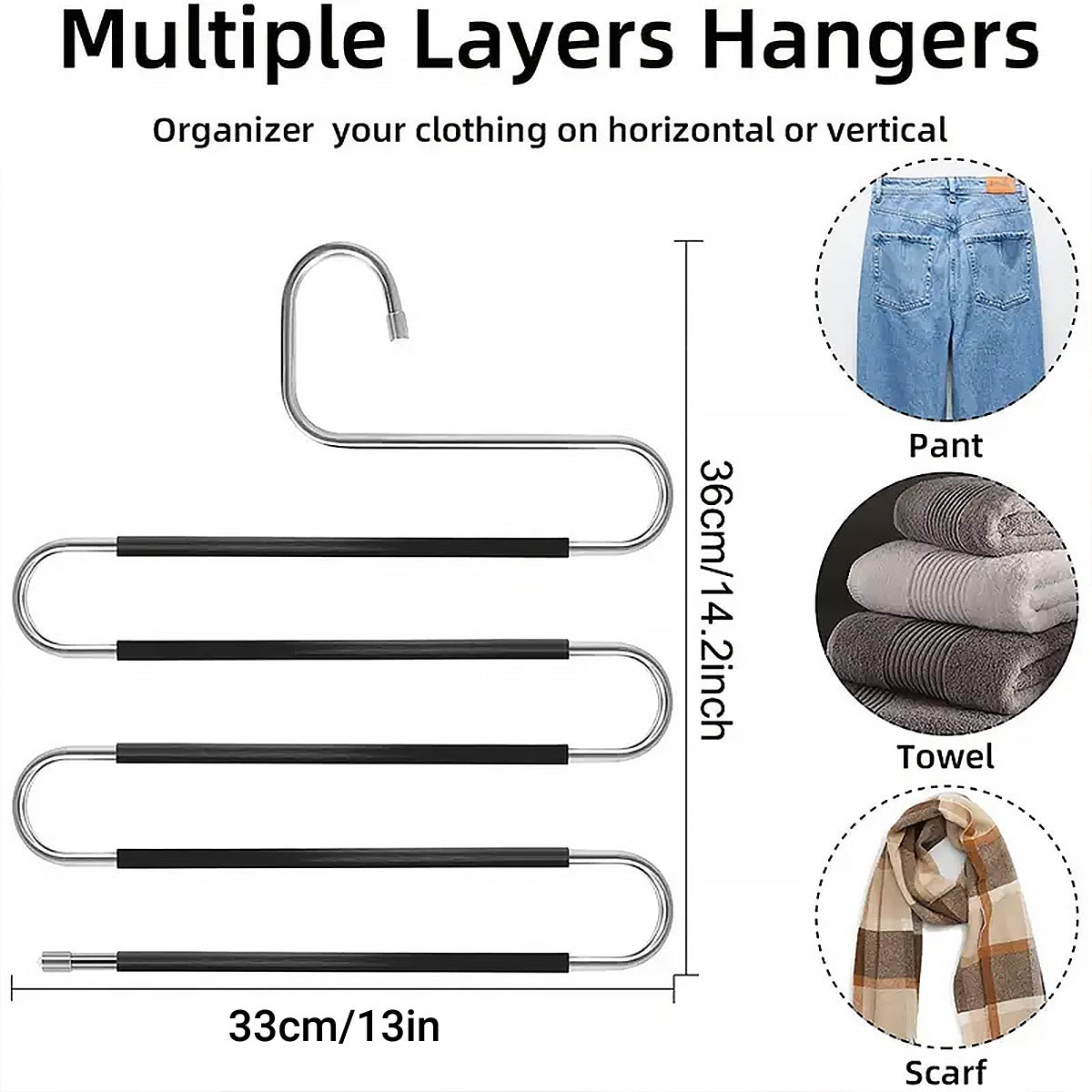 Clothes Hanger 4pcs S Shape Non Slip Multi Layer Trousers Rack Closet Organiser 3