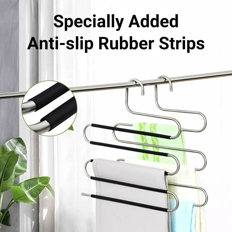 Clothes Hanger 4pcs S Shape Non Slip Multi Layer Trousers Rack Closet Organiser 5