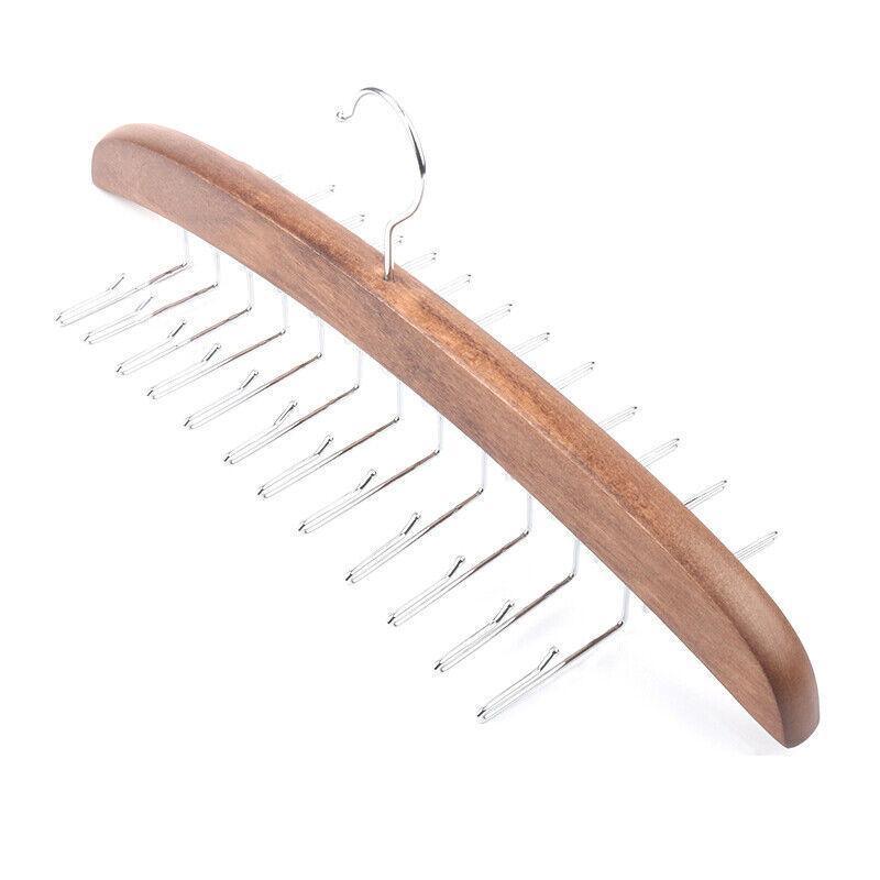 Tie Belt Scarf 24 Hooks Hanger Rack Clip Organiser Holder Storage Wood - Pine 5