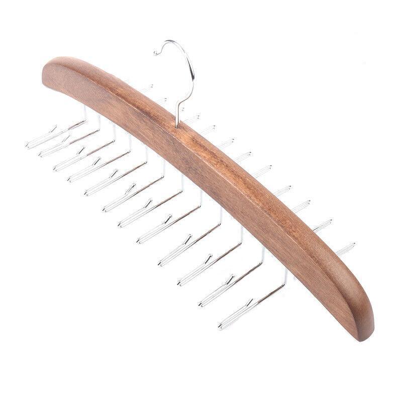 Tie Belt Scarf 24 Hooks Hanger Rack Clip Organiser Holder Storage Wood - Pine 7