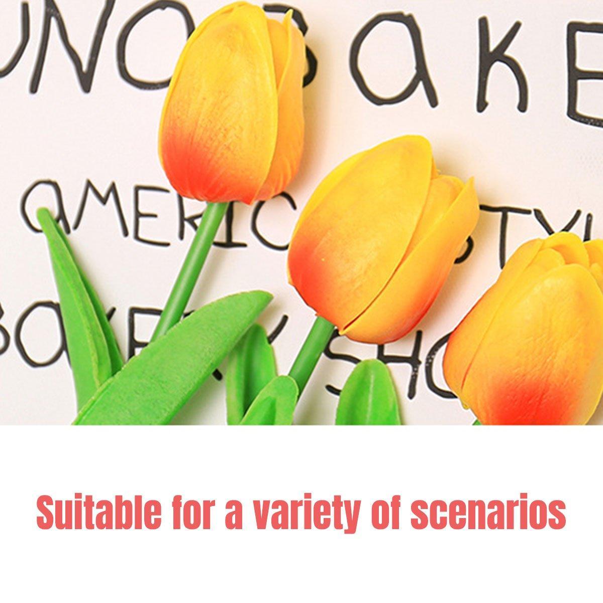 20PCS Real Touch Artificial Tulip Bouquet Fake Flowers for Home Wedding Decor - Pink 5