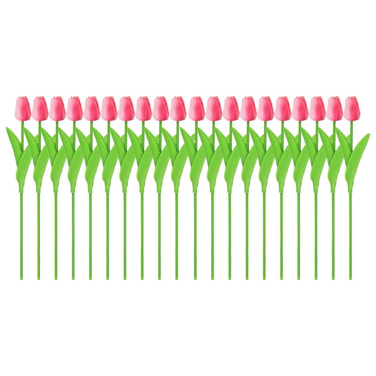 20PCS Real Touch Artificial Tulip Bouquet Fake Flowers for Home Wedding Decor - Pink 9