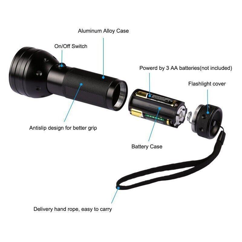UV Torch Ultra Violet Flashlight Blacklight Light Lamp 51 Led 395 nm Aluminum 5